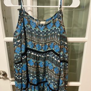 Paper Crane Women’s Top Sz M Floral Blue Boho Long Sleeve Hippie